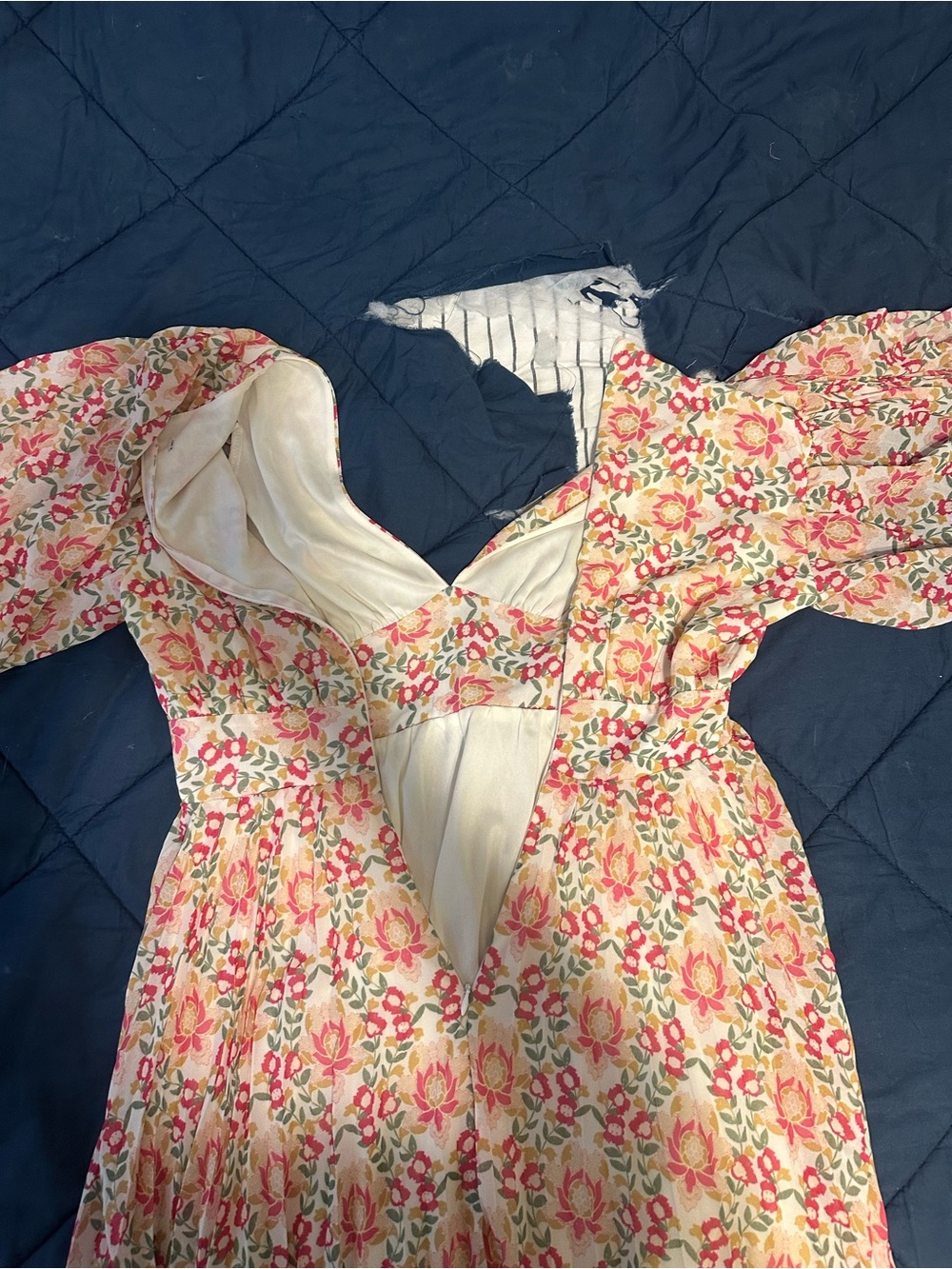 Floral Pink & Cream Summer Dress - Picture 2 of 2